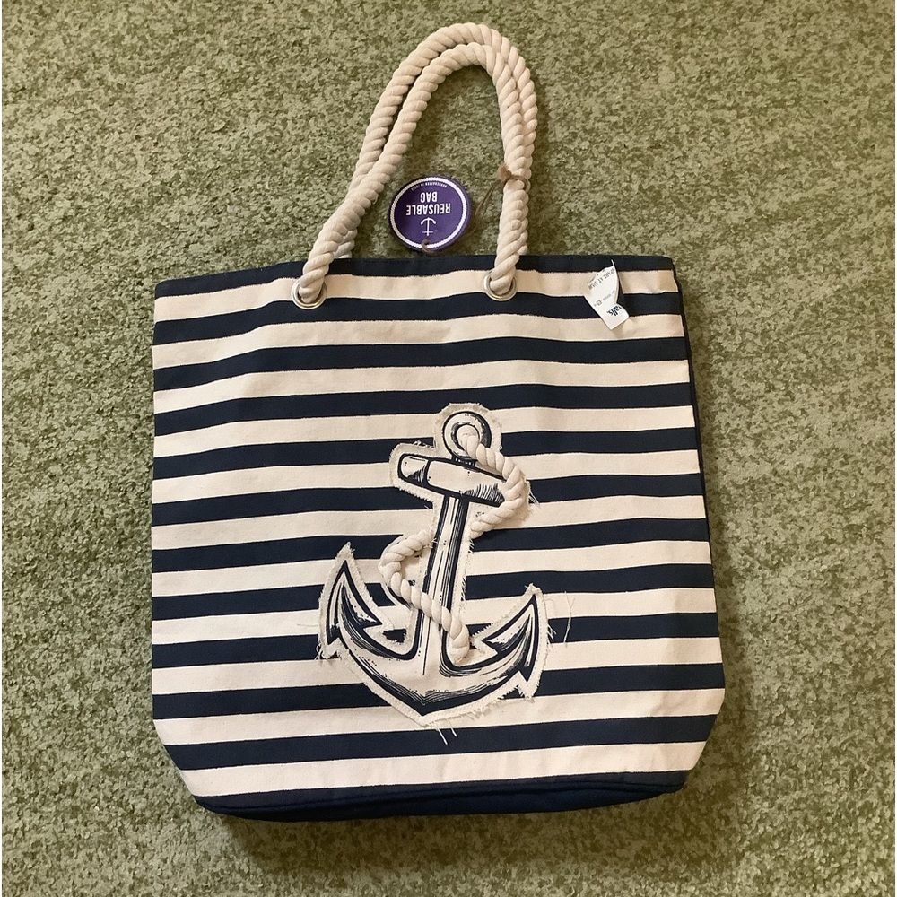 NWT Marshall’s anchor nautical zippered tote bag